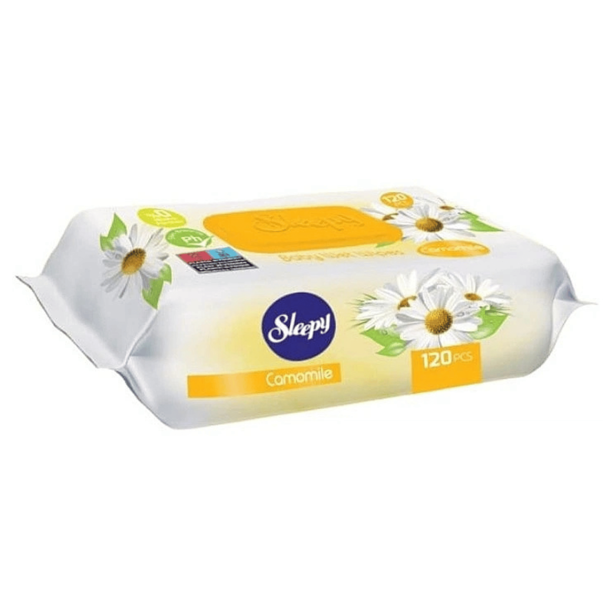 Серветки вологі SLEEPY з клапаном 120шт (ромашка)