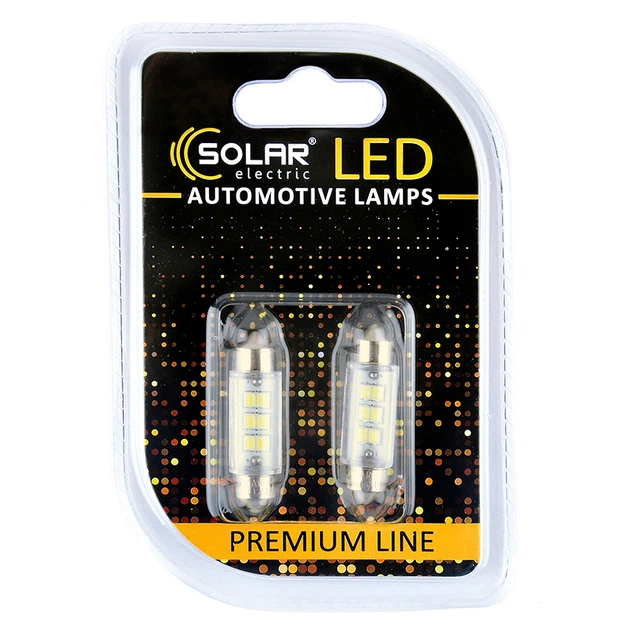 SOLAR electric LED лампа SV8.5 T11x39 12V 6SMD 2835 white SL1351 (2шт)