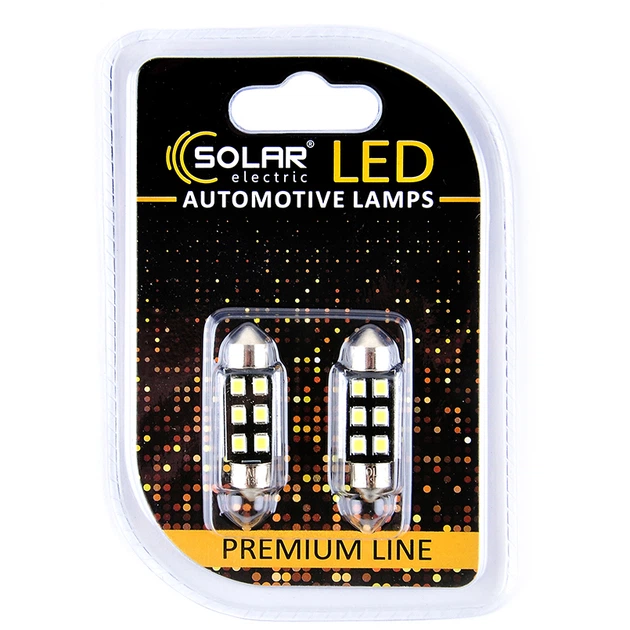 SOLAR electric LED лампа SV8.5 T11x36 12V 6SMD 2835 CANBUS white SL1362 (2шт)