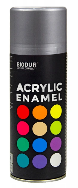 BIODUR Фарба аерозоль акрилова 400мл (9006) Срібляста