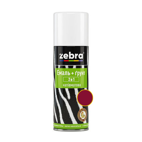 Zebra Емаль Spray 2в1 напівматова 400мл (ТЕМНО-ВИШНЕВА) 76