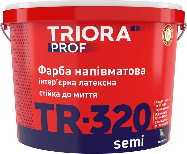 TRIORA "TR 320 semi" Фарба стійка до миття напівматова  10л