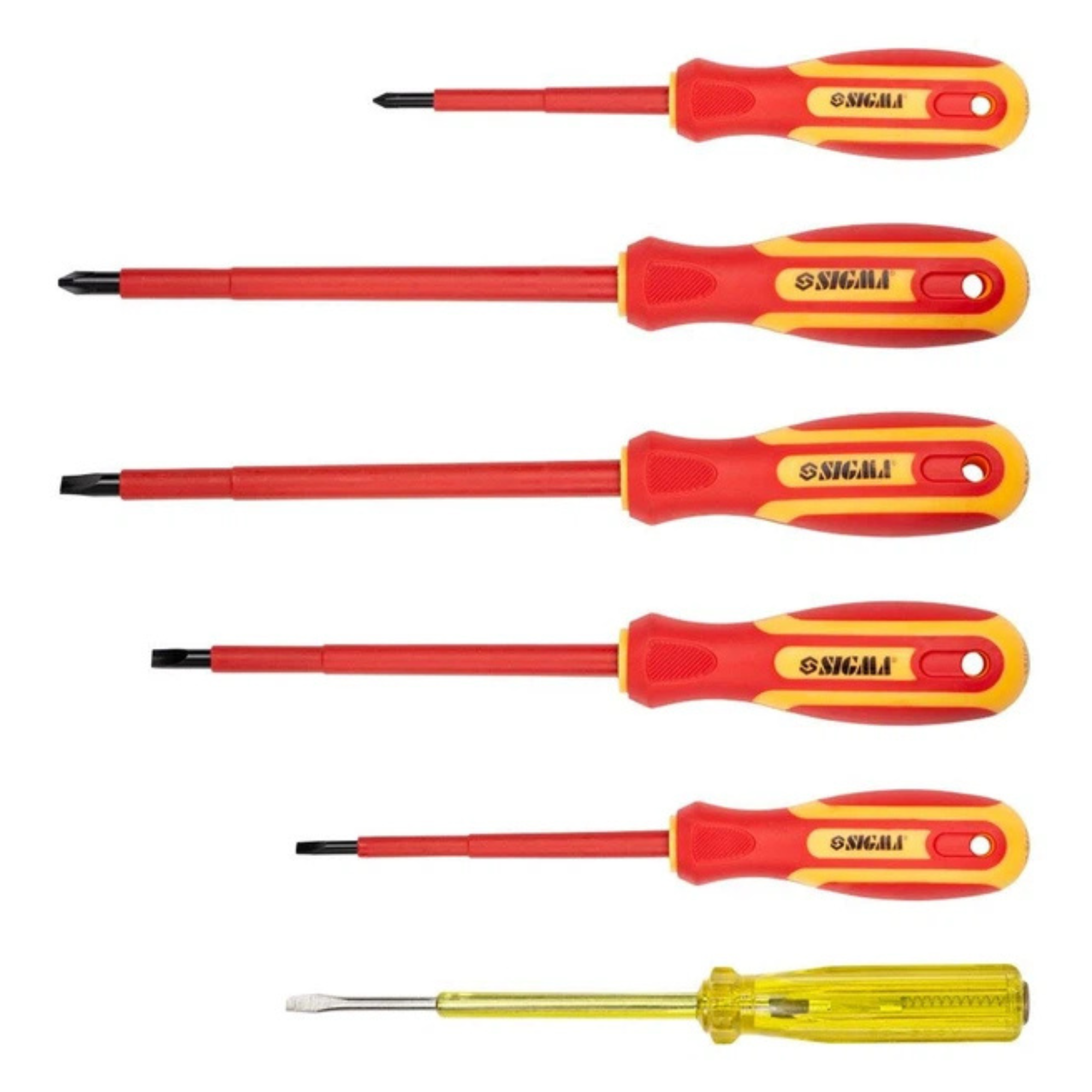 SIGMA Набір викруток діелектричних 5 шт.+ викрутка індикатор (4001071)