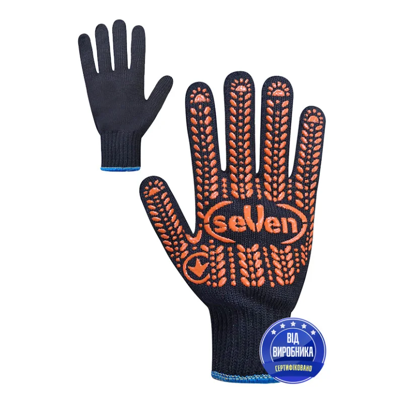 SEVEN Рукавиці трикотажні (білі, оранж, чорні) з ПВХ крапкою