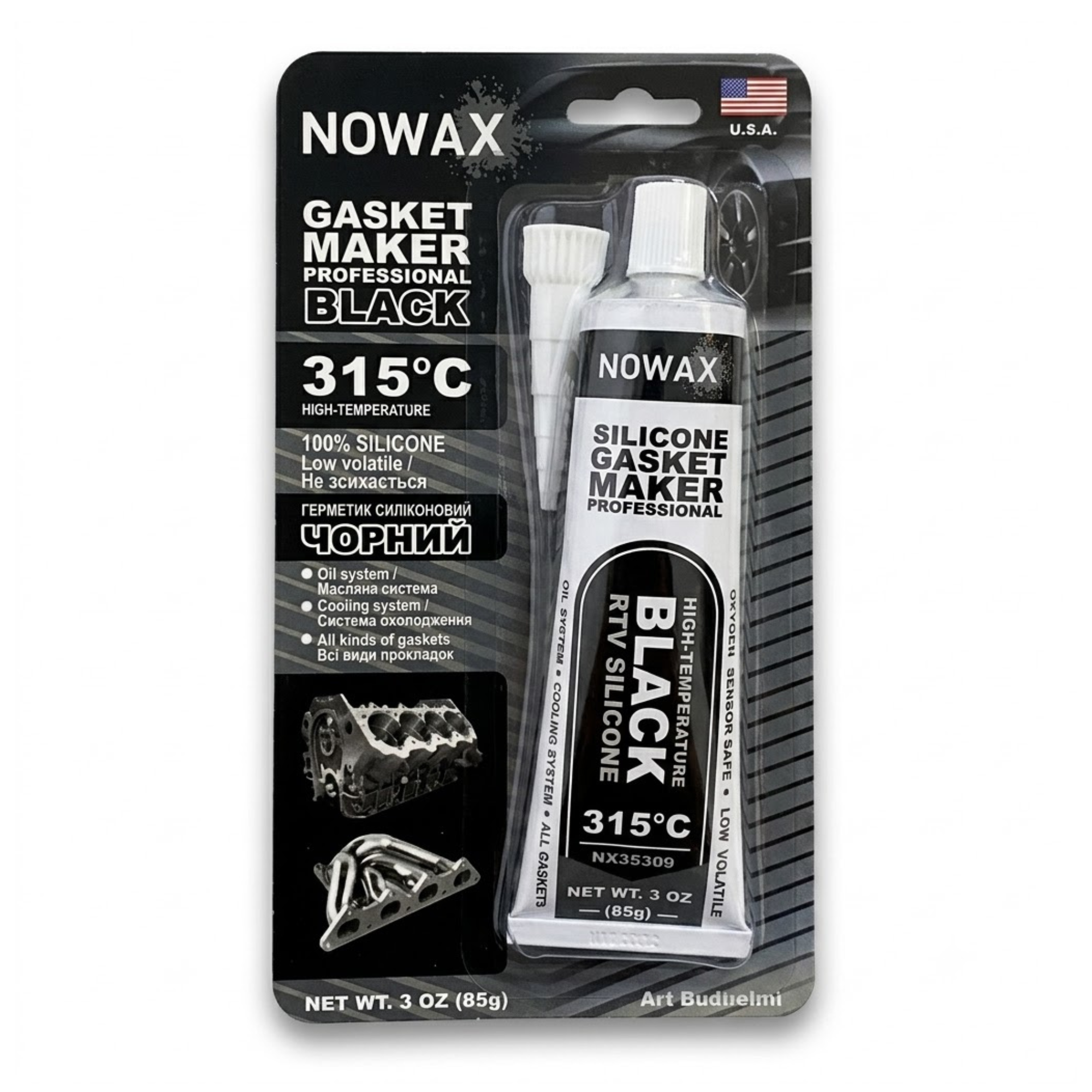 NowaX 35309 Герметик прокладок вис.темп. силіконовий, чорний.85г +315°С