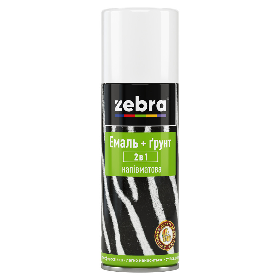 Zebra Емаль Spray 2в1 напівматова 400мл (БІЛА) 12