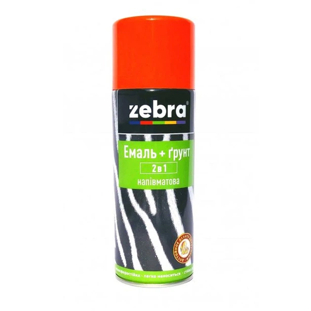 Zebra Емаль Spray 2в1 напівматова 400мл (ПОМАРАНЧЕВА) 60